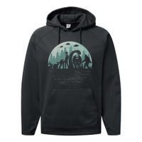 Bigfoot Loch Ness Monster With Mothman Aliens! Funny Cryptid Performance Fleece Hoodie