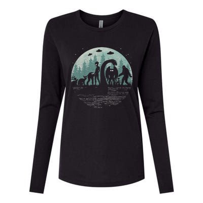 Bigfoot Loch Ness Monster With Mothman Aliens! Funny Cryptid Womens Cotton Relaxed Long Sleeve T-Shirt