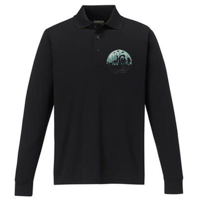 Bigfoot Loch Ness Monster With Mothman Aliens! Funny Cryptid Performance Long Sleeve Polo