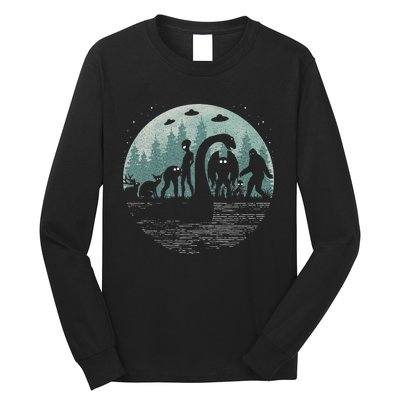 Bigfoot Loch Ness Monster With Mothman Aliens! Funny Cryptid Long Sleeve Shirt