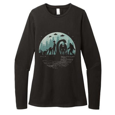 Bigfoot Loch Ness Monster With Mothman Aliens! Funny Cryptid Womens CVC Long Sleeve Shirt