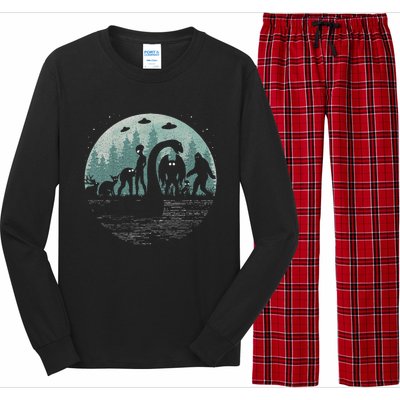 Bigfoot Loch Ness Monster With Mothman Aliens! Funny Cryptid Long Sleeve Pajama Set