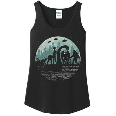 Bigfoot Loch Ness Monster With Mothman Aliens! Funny Cryptid Ladies Essential Tank