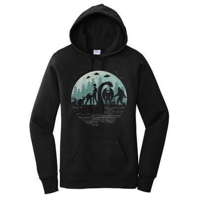 Bigfoot Loch Ness Monster With Mothman Aliens! Funny Cryptid Women's Pullover Hoodie