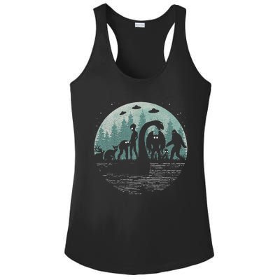 Bigfoot Loch Ness Monster With Mothman Aliens! Funny Cryptid Ladies PosiCharge Competitor Racerback Tank