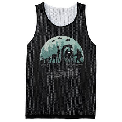 Bigfoot Loch Ness Monster With Mothman Aliens! Funny Cryptid Mesh Reversible Basketball Jersey Tank