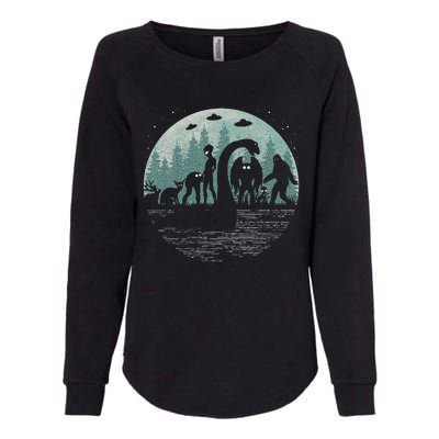 Bigfoot Loch Ness Monster With Mothman Aliens! Funny Cryptid Womens California Wash Sweatshirt