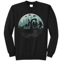 Bigfoot Loch Ness Monster With Mothman Aliens! Funny Cryptid Tall Sweatshirt