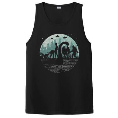 Bigfoot Loch Ness Monster With Mothman Aliens! Funny Cryptid PosiCharge Competitor Tank