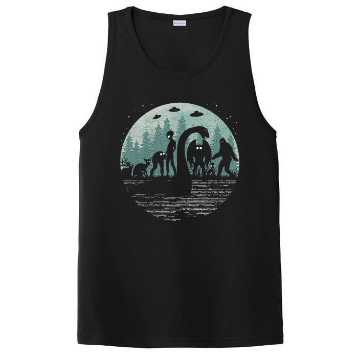 Bigfoot Loch Ness Monster With Mothman Aliens! Funny Cryptid PosiCharge Competitor Tank