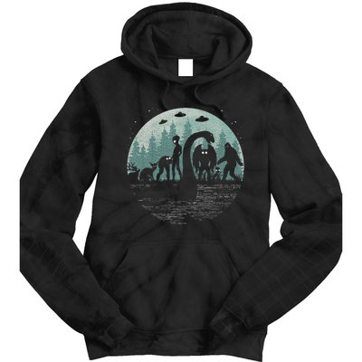 Bigfoot Loch Ness Monster With Mothman Aliens! Funny Cryptid Tie Dye Hoodie