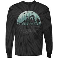 Bigfoot Loch Ness Monster With Mothman Aliens! Funny Cryptid Tie-Dye Long Sleeve Shirt