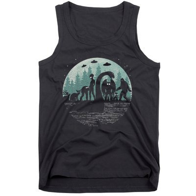 Bigfoot Loch Ness Monster With Mothman Aliens! Funny Cryptid Tank Top