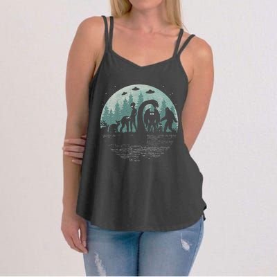 Bigfoot Loch Ness Monster With Mothman Aliens! Funny Cryptid Women's Strappy Tank