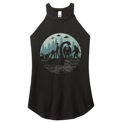 Bigfoot Loch Ness Monster With Mothman Aliens! Funny Cryptid Women's Perfect Tri Rocker Tank