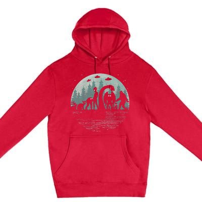 Bigfoot Loch Ness Monster With Mothman Aliens! Funny Cryptid Premium Pullover Hoodie