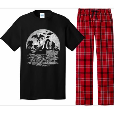 Bigfoot Loch Ness Monster Mothman And Aliens Funny Cryptid Pajama Set