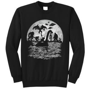 Bigfoot Loch Ness Monster Mothman And Aliens Funny Cryptid Tall Sweatshirt