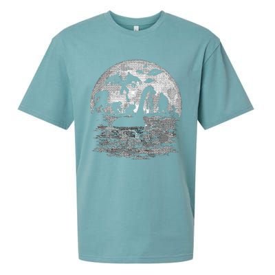 Bigfoot Loch Ness Monster Mothman And Aliens Funny Cryptid Sueded Cloud Jersey T-Shirt