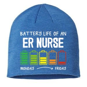 Battery Life Of An Er Nurse Introvert Emergency Nurse Gift Sustainable Beanie