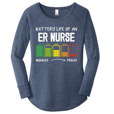 Battery Life Of An Er Nurse Introvert Emergency Nurse Gift Women's Perfect Tri Tunic Long Sleeve Shirt