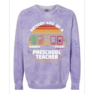 Battery Life Of A Preschool Teacher Funny Funny Gift Colorblast Crewneck Sweatshirt