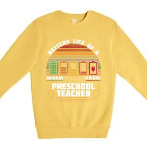 Battery Life Of A Preschool Teacher Funny Funny Gift Premium Crewneck Sweatshirt