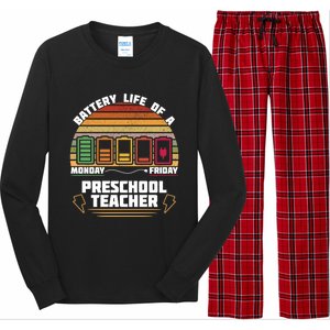 Battery Life Of A Preschool Teacher Funny Funny Gift Long Sleeve Pajama Set