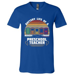 Battery Life Of A Preschool Teacher Funny Funny Gift V-Neck T-Shirt