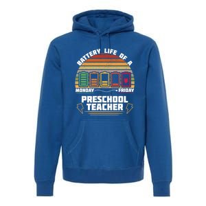 Battery Life Of A Preschool Teacher Funny Funny Gift Premium Hoodie