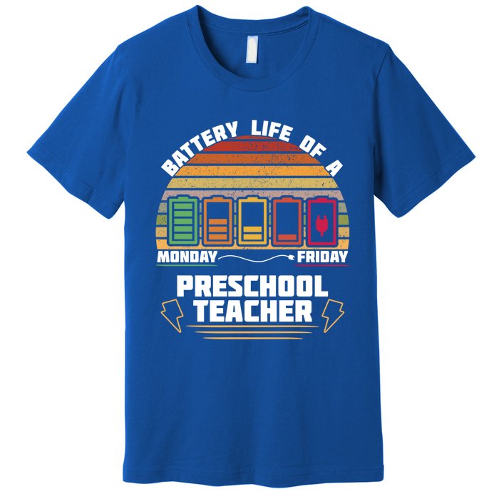 Battery Life Of A Preschool Teacher Funny Funny Gift Premium T-Shirt