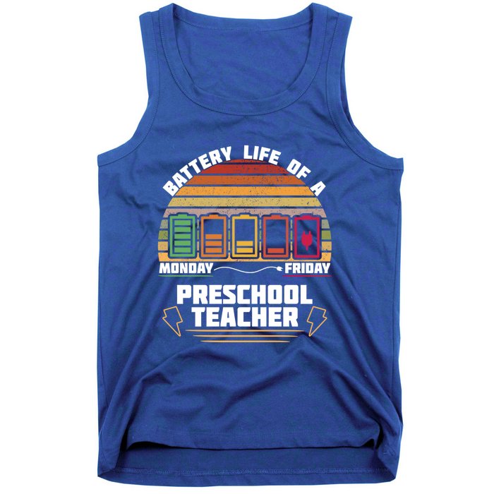 Battery Life Of A Preschool Teacher Funny Funny Gift Tank Top