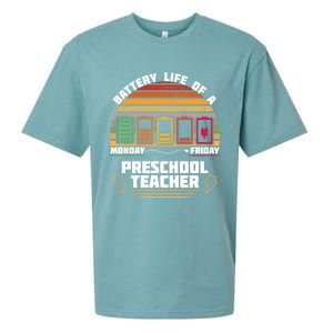 Battery Life Of A Preschool Teacher Funny Funny Gift Sueded Cloud Jersey T-Shirt