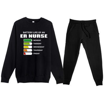 Battery Life Of An Er Nurse Sarcastic Emergency Nurse Gift Premium Crewneck Sweatsuit Set