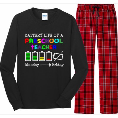 Battery Life Of A Preschool Teacher Gift Long Sleeve Pajama Set