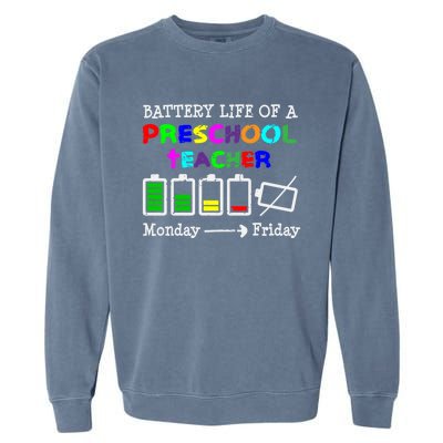 Battery Life Of A Preschool Teacher Gift Garment-Dyed Sweatshirt