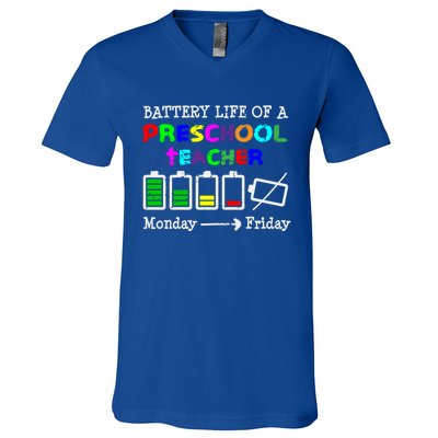 Battery Life Of A Preschool Teacher Gift V-Neck T-Shirt