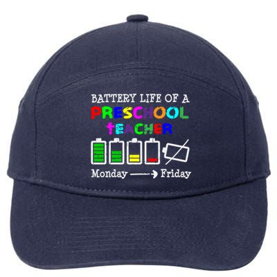 Battery Life Of A Preschool Teacher Gift 7-Panel Snapback Hat