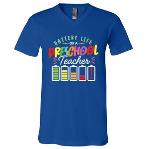 Battery Life Of A Preschool Teacher Job Daycare Provider Gift V-Neck T-Shirt