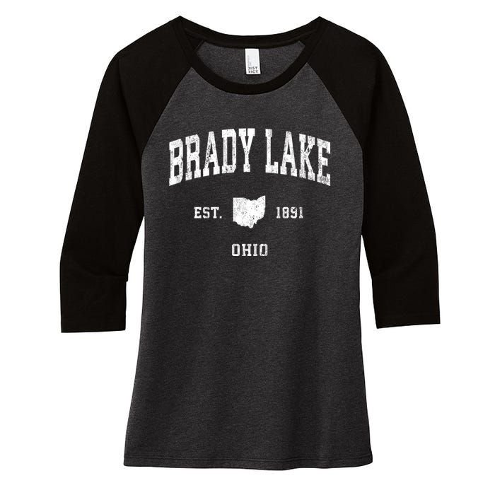 Brady Lake Ohio Oh Vintage Athletic Sports Women's Tri-Blend 3/4-Sleeve Raglan Shirt