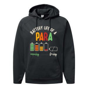 Battery Life Of Paraprofessional Para funny saying Performance Fleece Hoodie