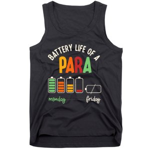 Battery Life Of Paraprofessional Para funny saying Tank Top