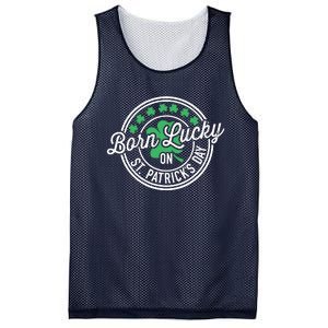 Born Lucky On St Patricks Day For Birthday Party Mesh Reversible Basketball Jersey Tank