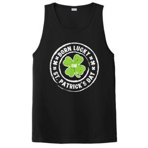 Born Lucky On Happy St Patrick's Day Birthday Bday  Wo PosiCharge Competitor Tank