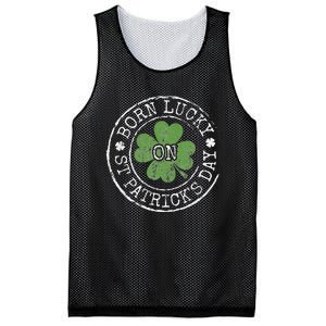 Born Lucky On St Patricks Day Irish Clovers Birthday Bday Mesh Reversible Basketball Jersey Tank