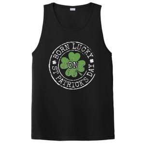 Born Lucky On St Patricks Day Irish Clovers Birthday Bday PosiCharge Competitor Tank