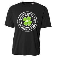 Born Lucky On St Patrick's Day Dabbing Leprechaun Birthday Cooling Performance Crew T-Shirt