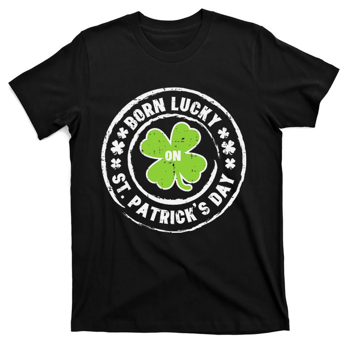 Born Lucky On St Patrick's Day Dabbing Leprechaun Birthday T-Shirt