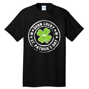 Born Lucky On St Patrick's Day Dabbing Leprechaun Birthday Tall T-Shirt