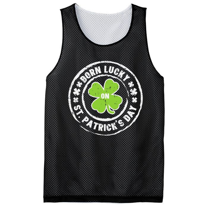 Born Lucky On St Patrick's Day Dabbing Leprechaun Birthday Mesh Reversible Basketball Jersey Tank